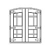 2-Panel with applied batten segment top double doors
Panel- Flat
Glazing- None
