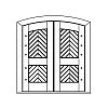 2-Planked Panel segment top double doors
Panel- V-groove (angled)
Glazing- None