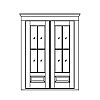 4-Lite over single panel double doors
Panel- Raised
Glazing- SDL