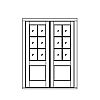 6-Lite over single panel double doors
Panel- Flat
Glazing- SDL