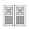 12-Lite over single planked panel double doors
Panel- V-groove
Glazing- SDL