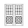 9-Lite over single planked panel with crossbuck double doors
Panel- V-groove
Glazing- SDL 9-Lite over single planked panel with crossbuck double doors
Panel- V-groove
Glazing- SDL