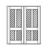 4-Planked panel double doors
Panel- V-groove (diagonal)
Glazing- None