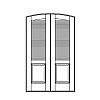 Louver over single panel segment top double doors
Panel- Raised
Glazing- None