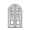 6-Lite over single panel half-round double doors
Panel- Raised
Glazing- SDL