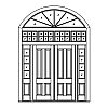4-Panel double door with 4-Lite over single panel sidelites and 2-tier transom with 6-lite 4-Panel double door with 4-Lite over single panel sidelites and 2-tier transom with 6-lite