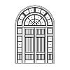 2-Planked panel double doors with 3-Lite with shelf over single planked panel sidelites and 3-tier half-round transom
Panel- V-groove
Glazing- SDL 2-Planked panel double doors with 3-Lite with shelf over single planked panel sidelites and 3-tier half-round transom
Panel- V-groove
Glazing- SDL