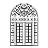 12-Lite double doors with wrapped sidelites and 2-tier half-round transom
Panel- None
Glazing- SDL 12-Lite double doors with wrapped sidelites and 2-tier half-round transom
Panel- None
Glazing- SDL