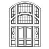 2-Panel double doors with single lite over single panel sidelites and 6-Lite 2-tier segment top transom
Panel- Raised
Glazing- IG decorative