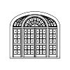 15-Lite double doors with 10-Lite sidelites and 3-part eliptical top transom
Panel- None
Glazing- SDL 15-Lite double doors with 10-Lite sidelites and 3-part eliptical top transom
Panel- None
Glazing- SDL