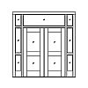 2-Lite double doors with 2-Lite sidelites and 3-part transom
Panel- None
Glazing- IG