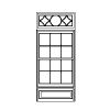 6 lite over 6 lite Double Hung with decorative 11 lite transom
raised, panel, knee wall