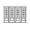 8-Lite with shelf over single panel double doors with 8-lite with shelf over single panel sidelites
Panel- Raised
Glazing- SDL