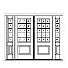 15-Lite over single panel double doors with 5-lite over single panel sidelites
Panel- Raised
Glazing- SDL
