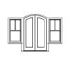 single lite double doors with 2-Lite over single lite sidelites
Panel- none
Glazing- SDL