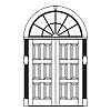 6-Panel double doors with 12-Lite half-round transom
Panel- Raised
Glazing- SDL
