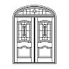 Single lite over single panel double doors with single lite eliptical transom
Panel- Raised
Glazing- IG decorative