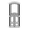 Single lite over single panel segment top double doors with 9-Lite Single lite over single panel segment top double doors with 9-Lite
