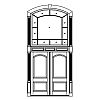 2-Panel double doors with 11-Lite 3-panel 2-tier segment top transom
Panel Raised
Glazing- SDL