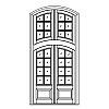 8-Lite over single panel segment top double doors with 12-Lite 2-part segment top transom
Panel- Raised
Glazing- TDL