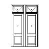 Single lite over single panel double doors with 2-Lite hopper transom
Panel- Raised
Glazing- IG