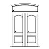 Single lite over single panel double doors with single lite segment top transom
Panel- Raised
Glazing- IG