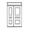 3-panel double doors with single panel top transom
Panel- raised
Glazing- none