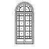10-Lite with shelf double doors with 6-Lite half-round transom
Panel- None
Glazing- SDL
