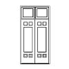 3-panel double doors with single panel top transom
Panel- raised
Glazing- none