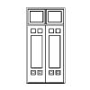 3-panel double doors with single panel top transom
Panel- raised
Glazing- none