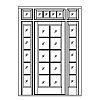 10-Lite single french door with 5-Lite sidelites and 6-Lite 3-segment transom
Panel- None
Glazing- SDL