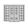 12-Lite french doors with 8-Lite over 4-Lite hopper sidelites
Panel- None
Glazing- SDL