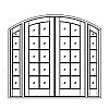 10-Lite segment top french doors with 5-Lite segment top sidelites
Panel- None
Glazing- SDL