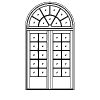 10-Lite french doors with 9-Lite half-round transom
Panel- None
Glazing- SDL