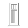 6-lite over 1 panel plank door
Panel- V-groove
Glazing- IG
