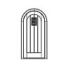 Half-round top plank door with 4-Lite speakeasy
Panel- V-groove
Glazing- SDL IG speakeasy