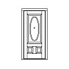 Custom oval lite over 2-panel door
Panel- Raised
Glazing- Decorative