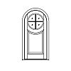 4-Lite over single panel half-round top door
Panel- Raised
Glazing- TDL quarter circle pieces