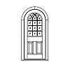 15-Lite over 2-panel half-round top door
Panel- Raised
Glazing- SDL Gothic-style