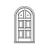 2-Lite over 4-panel half-round top door
Panel- Raised
Glazing- IG with segment top