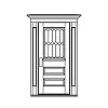 Single lite with shelf over 2-panel door
Panel- Raised
Glazing- IG decorative