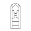 6-Panel with crossbuck pattern half-round top door
Panel- Flat
Glazing- None 6-Panel with crossbuck pattern half-round top door
Panel- Flat
Glazing- None