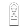 6-Panel with crossbuck pattern half-round top door
Panel- Flat
Glazing- None