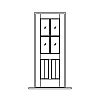 4-Lite over 2-planked panel door
Panel- Beadboard
Glazing- SDL IG