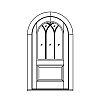 6-Lite over single panel half-round top door
Panel- Raised
Glazing- IG Gothic-style