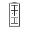 4-Lite over single planked panel door
Panel- V-groove
Glazing- SDL IG