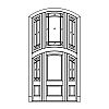 2-Panel segment top door with 6-Lite over single panel segment top sidelites and 21-Lite segment top transom
Panel- Raised
Glazing- SDL