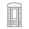 Single segment top lite over 2-Panel door with single lite over single panel sidelites and single lite segment top transom
Panel- Raised
Glazing- IG