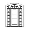 3-Panel door with 5-Lite sidelites and 6-Lite segment top transom
Panel- Flat
Glazing- SDL 3-Panel door with 5-Lite sidelites and 6-Lite segment top transom
Panel- Flat
Glazing- SDL