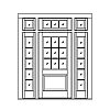 9-Lite over single panel door with 5-Lite sidelites and 5-Lite transom
Panel- Raised
Glazing- SDL 9-Lite over single panel door with 5-Lite sidelites and 5-Lite transom
Panel- Raised
Glazing- SDL
